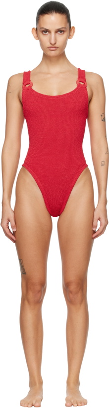 Photo: Hunza G Red Tonal Hoops Domino Swimsuit