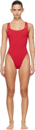 Hunza G Red Tonal Hoops Domino Swimsuit