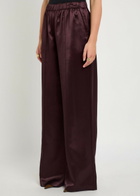 Tory Burch Pintuck Wide-leg Satin Trousers Dark Red