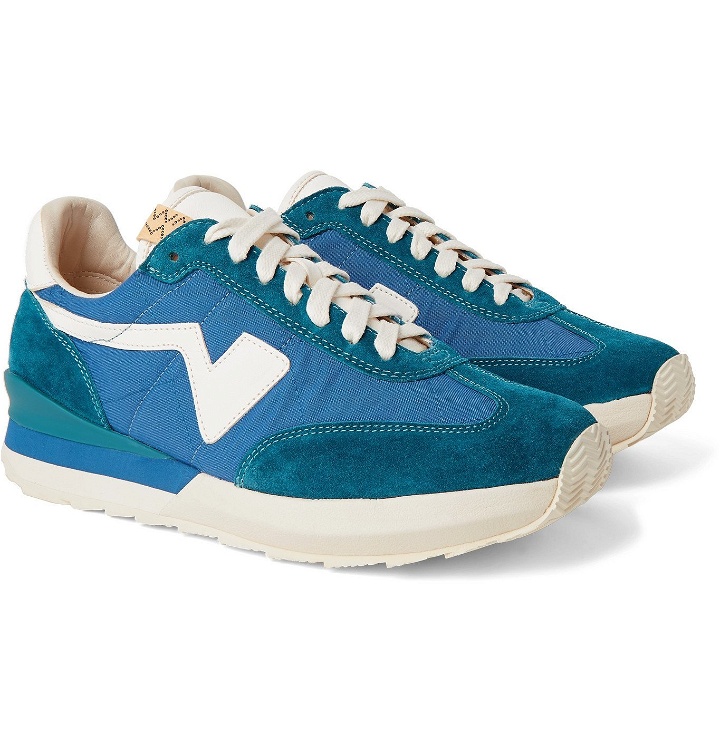 Photo: visvim - FKT Runner Suede- and Leather-Trimmed Nylon-Blend Sneakers - Blue