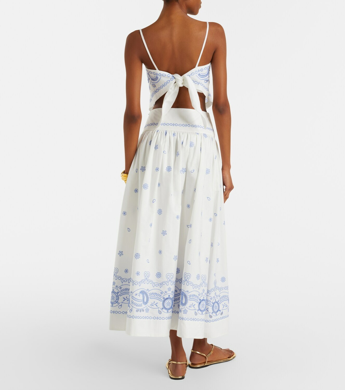 Self-Portrait Embroidered cotton midi skirt
