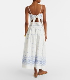 Self-Portrait Embroidered cotton midi skirt