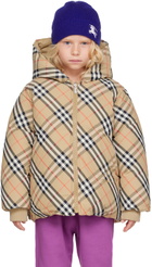 Burberry Kids Beige Check Reversible Down Jacket