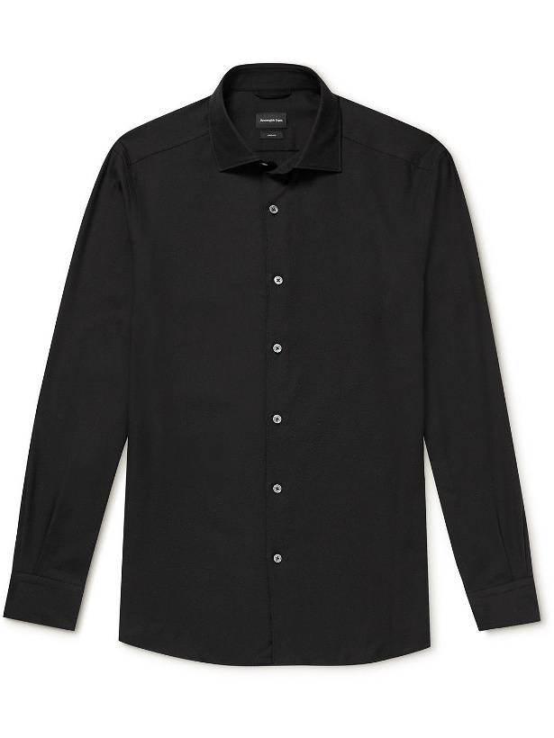 Photo: Ermenegildo Zegna - Cotton and Cashmere-Blend Shirt - Black