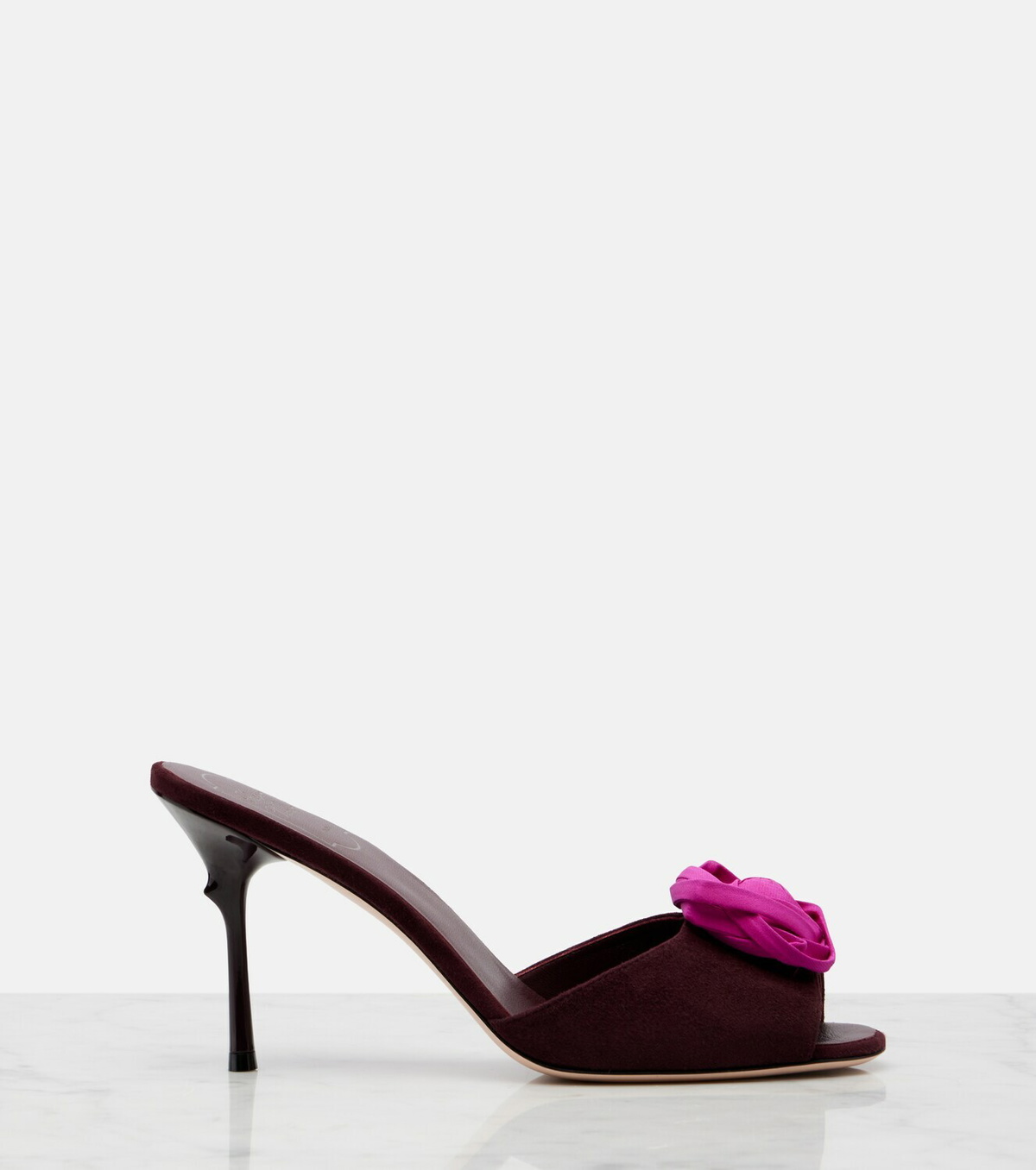 Roger Vivier Epine Rose suede mules