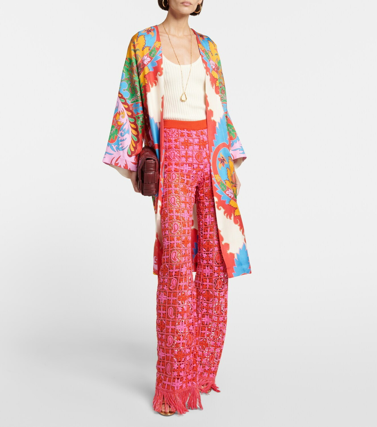 パンツ ERMANNO SCERVINO SS25 Crochet pants (D465P304FMTJJ 91230) Designer light blue trousers in cotton - Ermanno Scervino