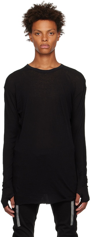 Photo: Boris Bidjan Saberi Black Object-Dyed Long Sleeve T-Shirt