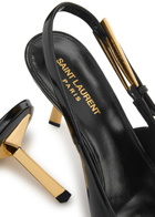 Saint Laurent Lee 75 Glossed Leather Slingback Pumps