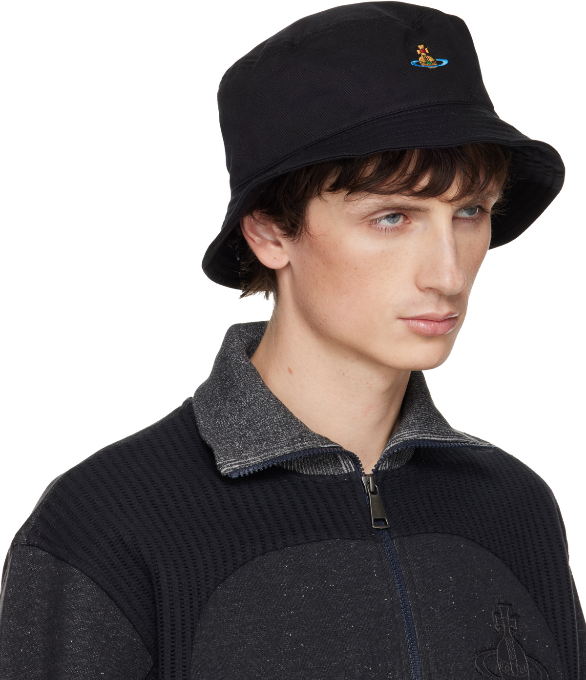Vivienne Westwood Black Embroidered Logo Bucket Hat