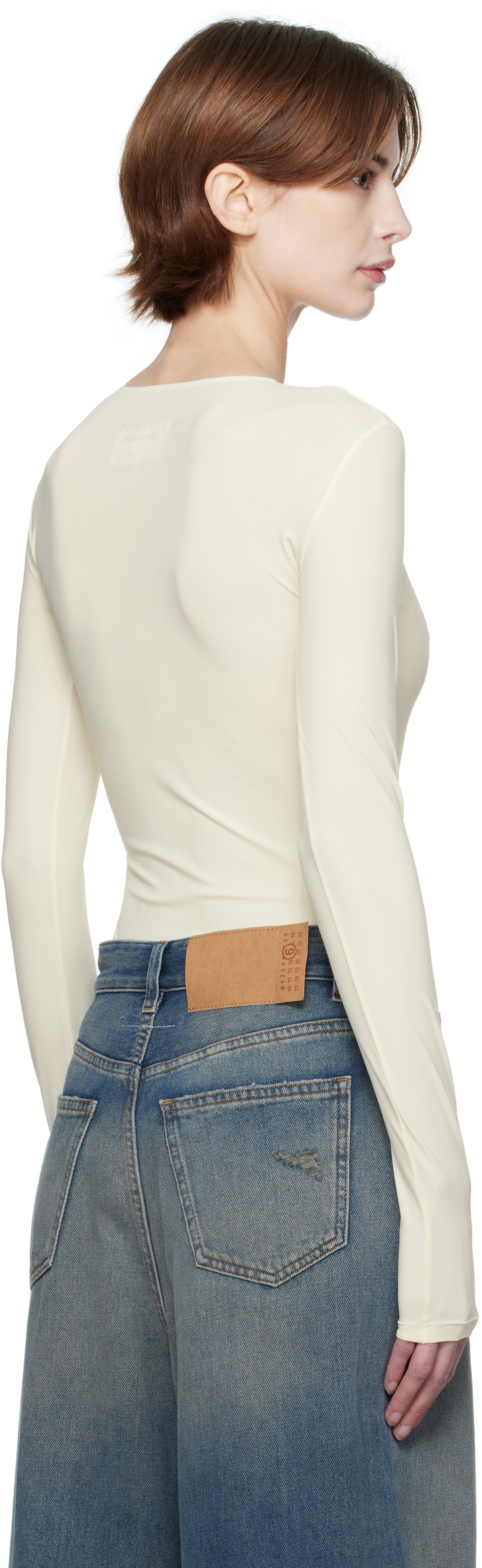 MM6 Maison Margiela Beige Lycra Jersey Bodysuit