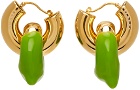 Sunnei Gold & Green Double Rubberized Earrings