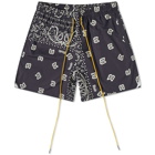 Rhude Men's Bandana Print Swim Short in Black/White