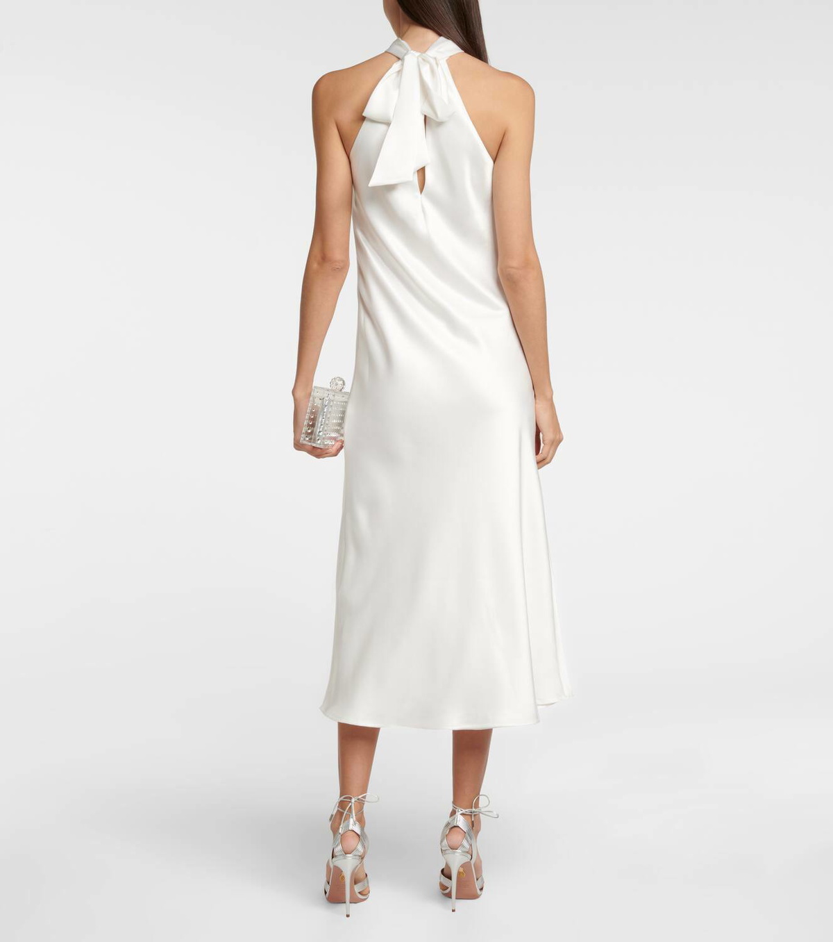 Galvan Bridal Capri halterneck satin midi dress Galvan