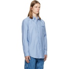 BALMAIN Blue Herringbone Poplin Regular Shirt