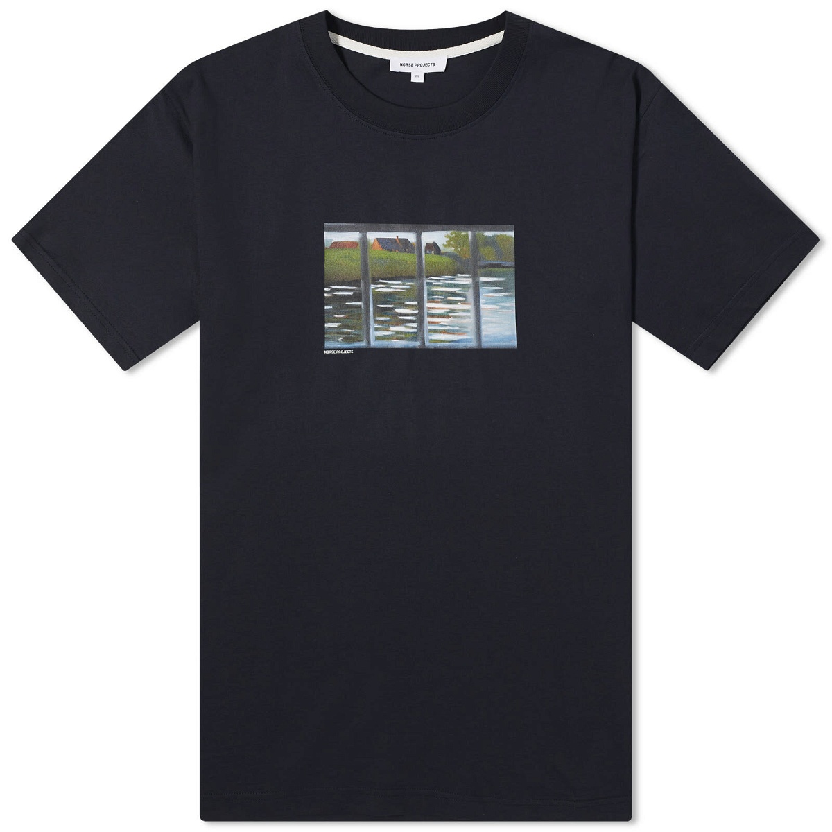 Photo: Norse Projects Men's Johannes Canal Print T-Shirt in Dark Navy