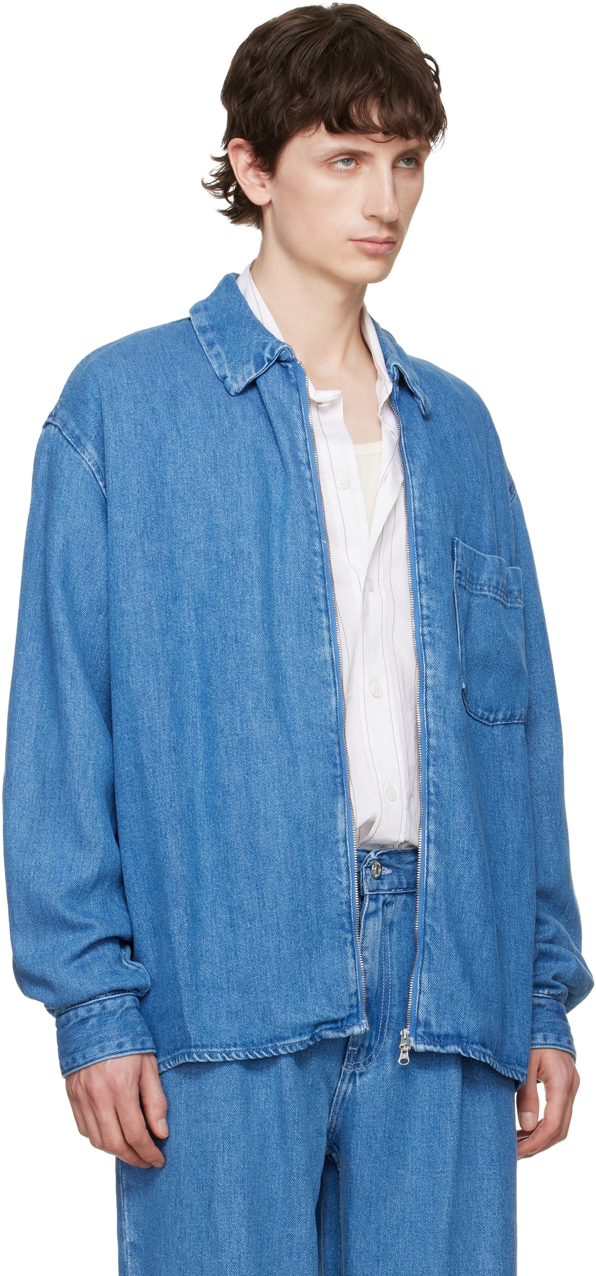 Won Hundred Blue Zayne Denim Zip Shirt