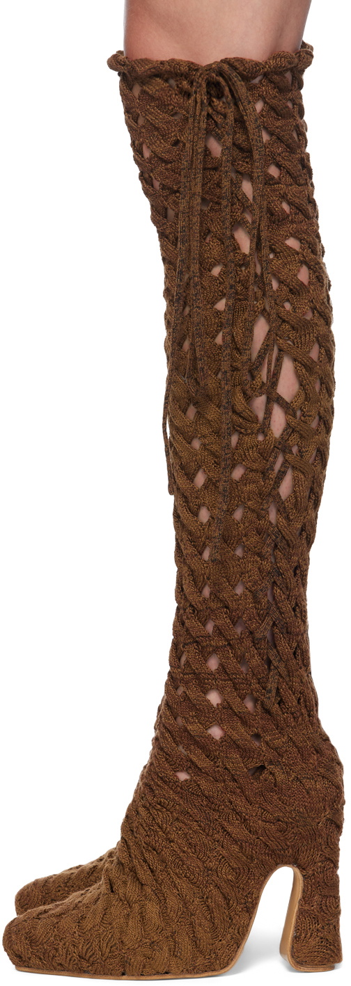 Isa Boulder SSENSE Exclusive Brown Spiralcable Tall Boots