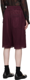 Dries Van Noten Burgundy Paneled Shorts