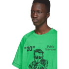 Off-White Green and Black Public Television Mirko Artist T-Shirt