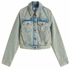 Marine Serre Women's Moon Laser Denim Boxy Suit Jacket in Light Beige