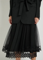 Simone Rocha Lace-trimmed Satin-crepe Midi Skirt Black