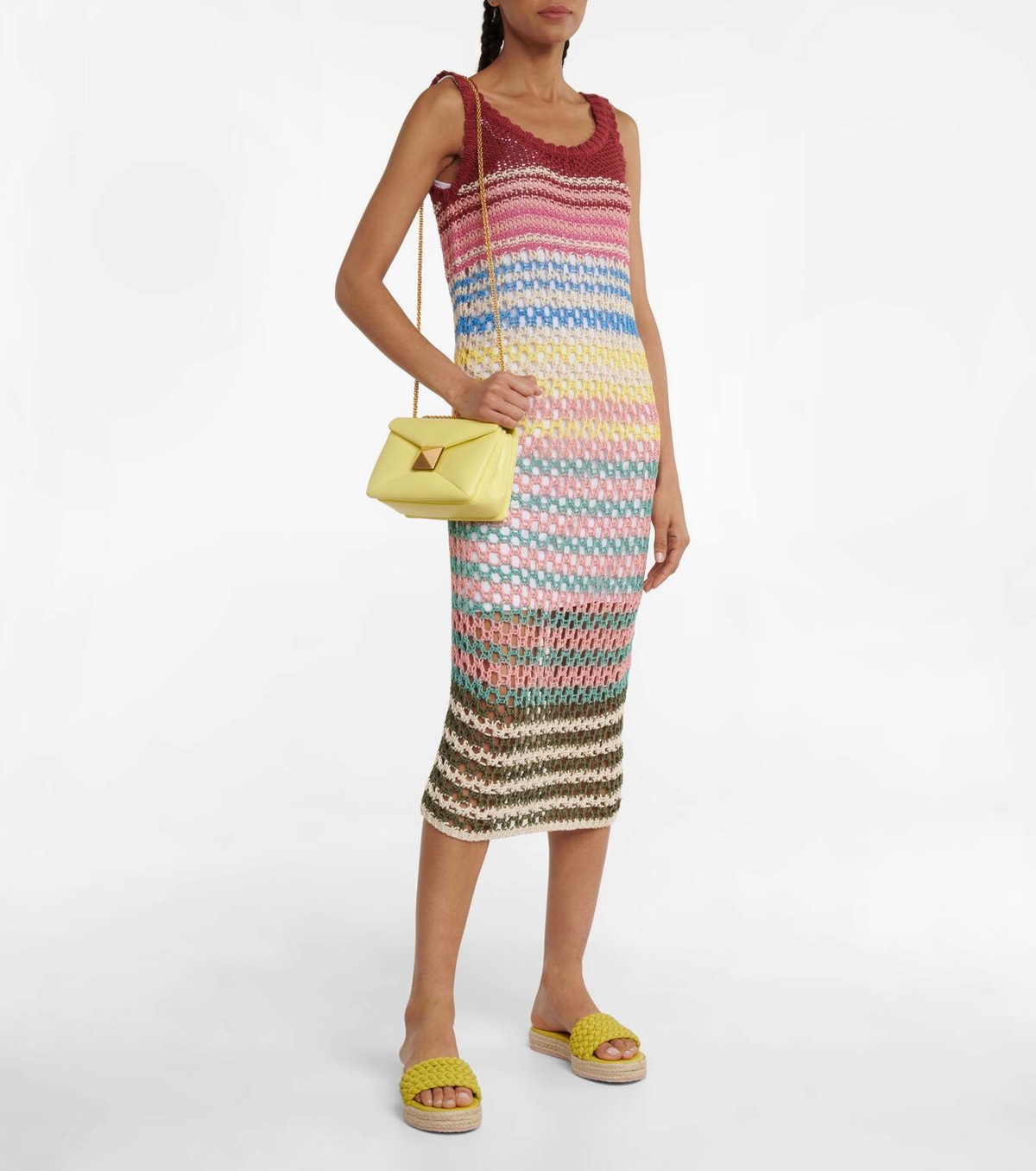 REDValentino Striped crochet midi dress