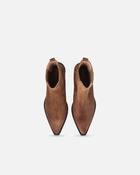 Pinko Cowboy Ankle Boots In Suede Laminated Gold
