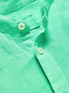 120% - Slim-Fit Grandad-Collar Linen Shirt - Green