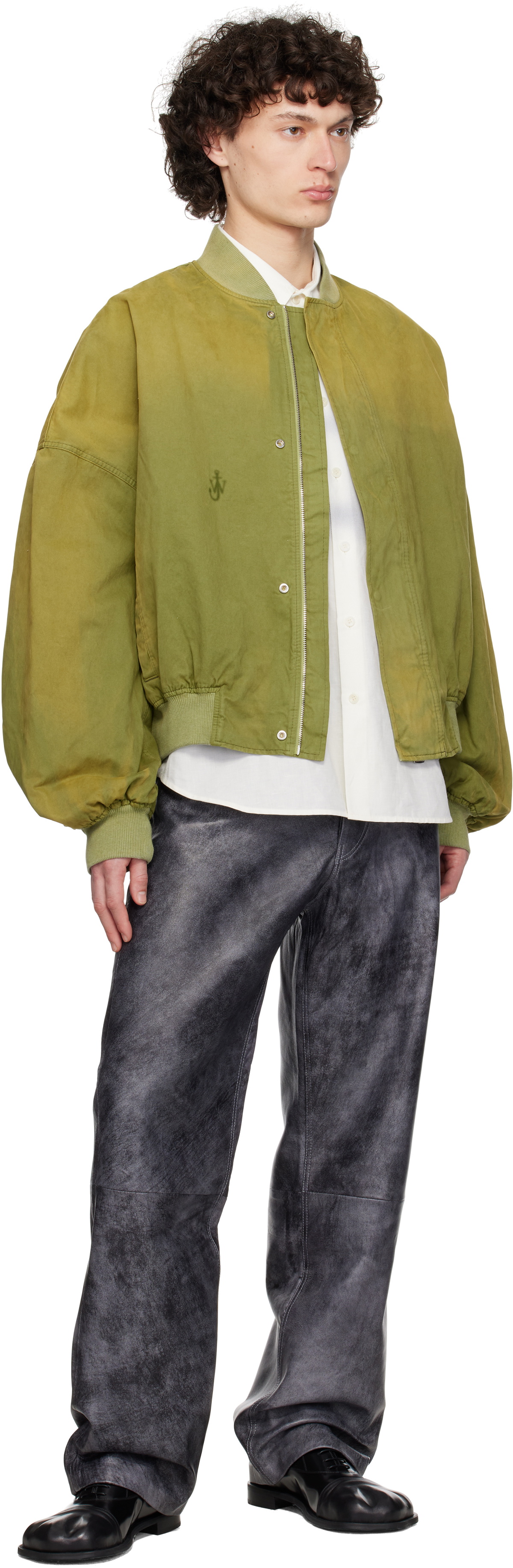 JW Anderson Green Relaxed Cotton Bomber Jacket JW Anderson