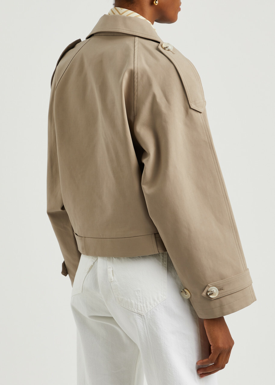 Meotine Bobby Cropped Cotton Trench Jacket Beige