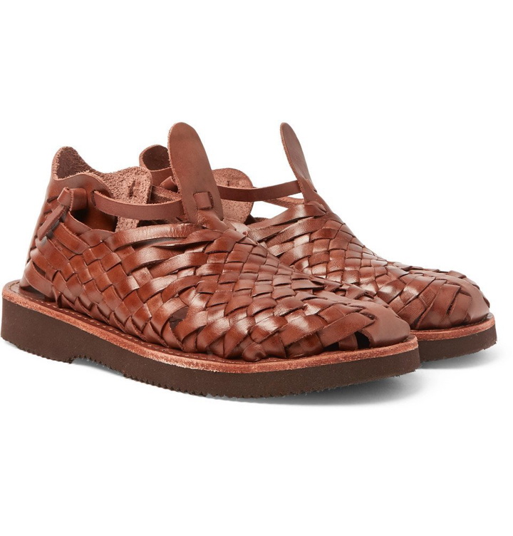 Photo: Yuketen - Crus Woven Leather Sandals - Men - Brown