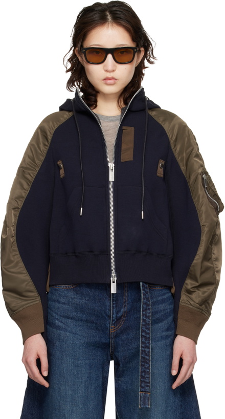 Photo: sacai Navy & Khaki Sponge Sweat Hoodie