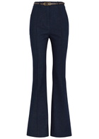 Veronica Beard Gracie Belted Chambray Trousers Navy