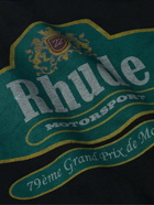 Rhude - Racing Crest Logo-Print Cotton-Jersey Hoodie - Black