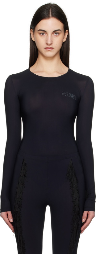 Photo: MM6 Maison Margiela Black Lycra Jersey Bodysuit