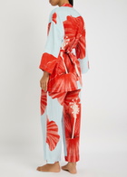 Desmond & Dempsey Grand Hibiscus Printed Linen Pyjama set Red