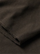 KAPITAL - Grosgrain-Trimmed Frayed Cotton-Jersey Hoodie - Black