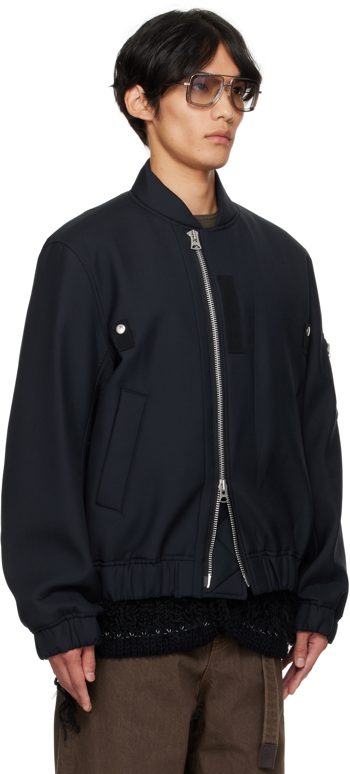 sacai Navy Suiting Blouson Bomber Jacket Sacai