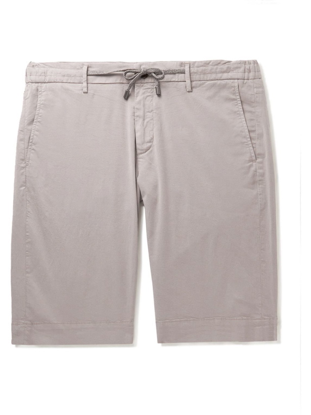 Photo: Canali - Straight-Leg Lyocell-Blend Drawstring Shorts - Gray