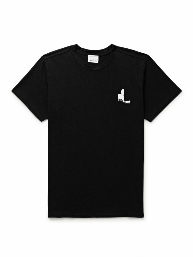 Photo: Isabel Marant - Zaffereh Logo-Print Cotton-Jersey T-Shirt - Black