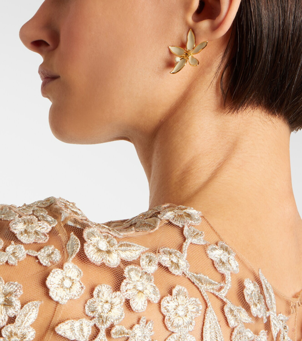Oscar de la Renta Orange Blossom enamel earrings