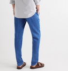 Altea - Slim-Fit Tapered Cotton and Linen-Blend Trousers - Blue