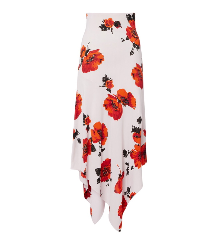 Photo: Alaïa Floral asymmetric jersey midi skirt