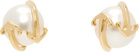 Off-White Gold Arrow Pearl Earrings