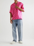 Marni - Camp-Collar Logo-Print Silk-Twill Shirt - Pink