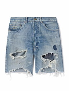 SAINT Mxxxxxx - Straight-Leg Distressed Denim Shorts - Blue