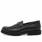 Vinnys Men's Le Club Lug Sole Snaffle Loafer in Black Crust Leather