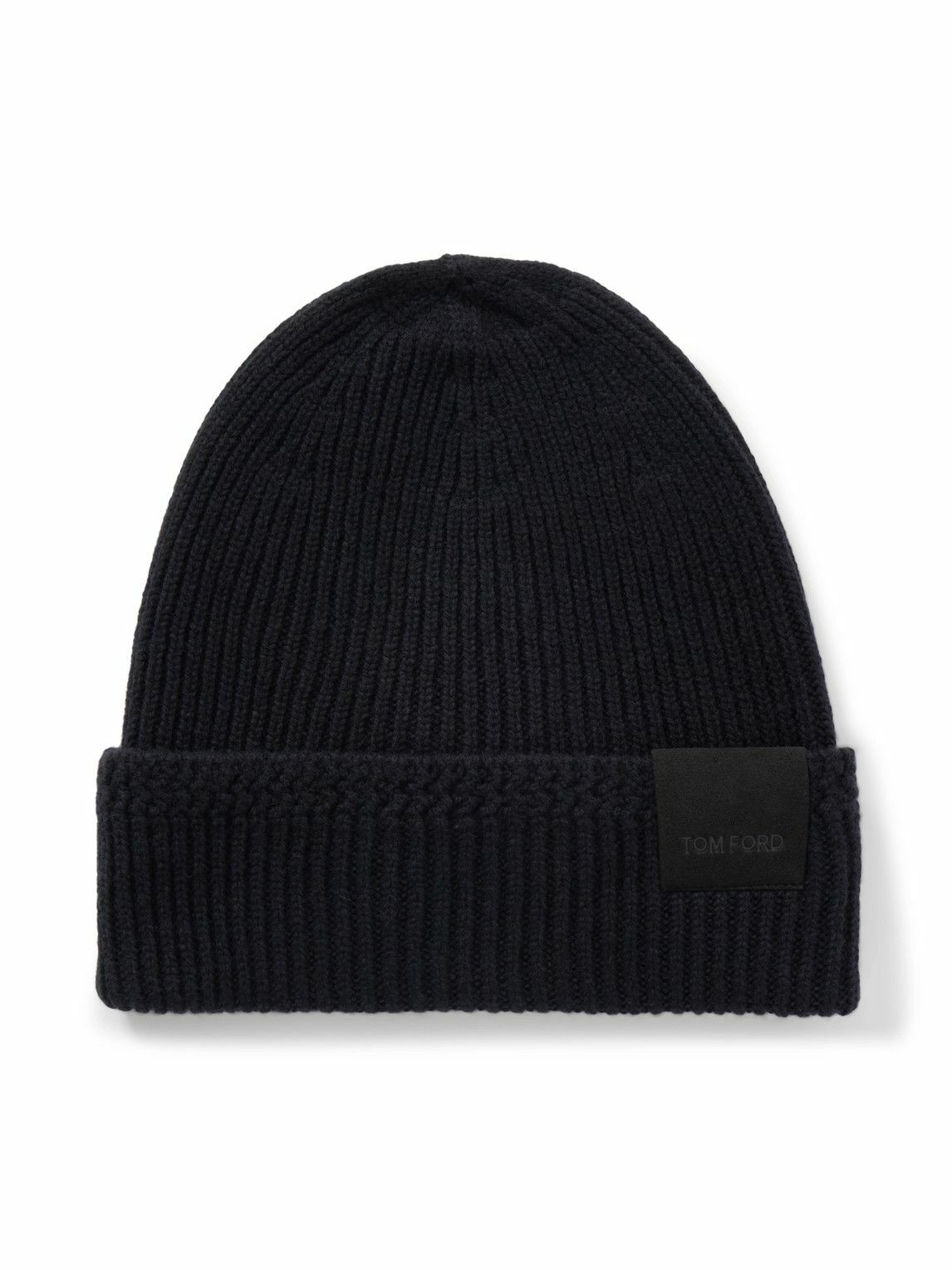 TOM FORD - Logo-Appliquéd Ribbed Cashmere Beanie - Blue
