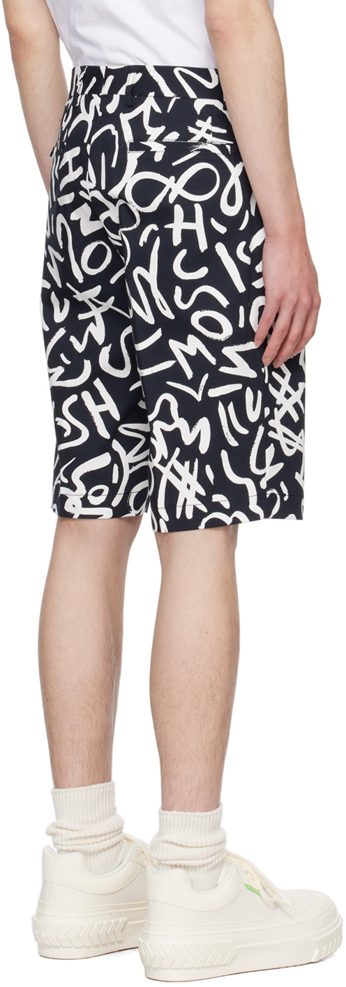 Moschino Navy & White Printed Shorts