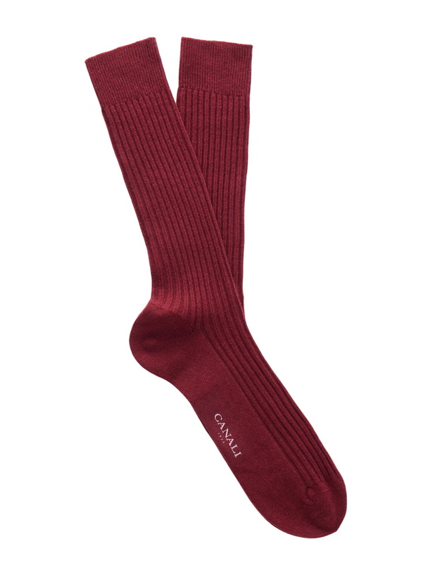 Photo: Canali - Ribbed Cashmere Socks - Red